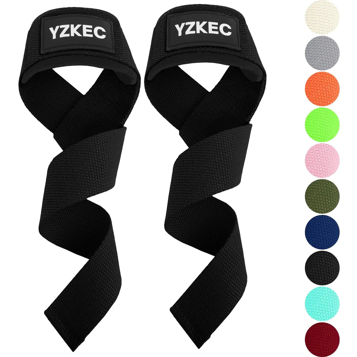 YZKEC 24" Cotton Weight Lifting Wrist Straps with Neoprene Cushioned Padded for Wrist Support and Protection，Weightlifting，Strength Training，Bodybuilding，Powerlifting，Dumbbell Workout，Men and Women