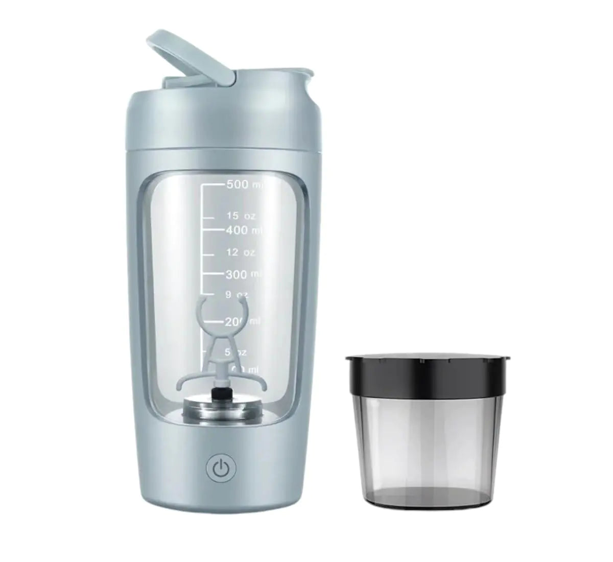 Electric Portable Protein Shaker Bottle for Smooth Blends | w/FREE PROTEIN POWDER CUP | Premium Bottle Made from Tritan – BPA Free | 650 ml | Rechargeable | for GYM & Sports Enthusiast. (Baby Blue)